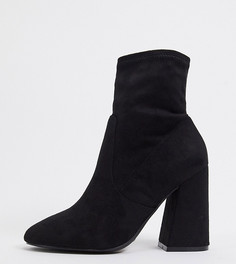 Черные ботильоны для широкой стопы на каблуке ASOS DESIGN-Черный
