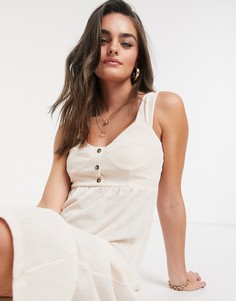 Светло-розовый сарафан миди на пуговицах ASOS DESIGN