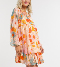 Платье мини с цветочным принтом в стиле ретро ASOS DESIGN Maternity-Мульти