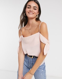 Розовый топ на бретельках с завязками ASOS DESIGN
