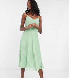 Шалфейно-зеленое платье миди на бретельках ASOS DESIGN Tall-Зеленый