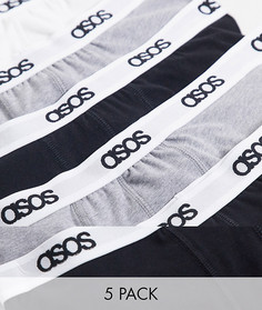 Набор из 5 боксеров-брифов с фирменным поясом и скидкой ASOS DESIGN-Мульти