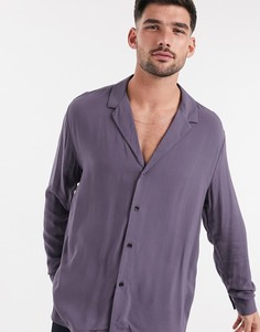 Свободная фиолетовая рубашка из вискозы с отложным воротником ASOS DESIGN-Фиолетовый