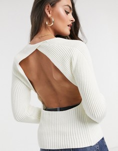 Кремовый джемпер в рубчик ASOS DESIGN-Черный