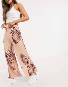 Широкие брюки с пальмовым принтом ASOS DESIGN-Мульти