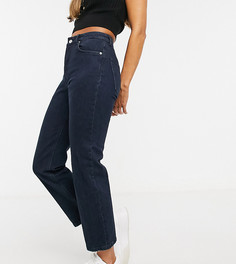 Темные прямые джинсы слим с завышенной талией ASOS DESIGN-Синий