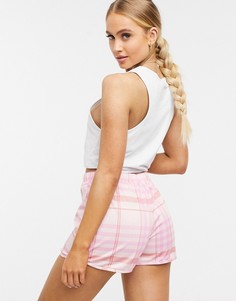Розовые трикотажные шорты в клетку ASOS DESIGN-Мульти