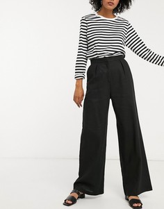 Брюки из ткани на основе льна ASOS DESIGN-Черный