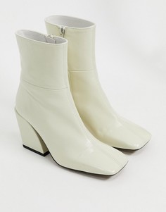 Белые кожаные ботинки с квадратным носом Chio-Белый