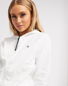 Белая куртка на молнии с капюшоном Calvin Klein-Белый