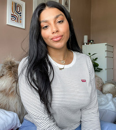 Белый полосатый лонгслив в рубчик Levis Plus