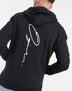 Худи черного цвета свободного кроя с логотипом на спине Jack & Jones Originals-Черный