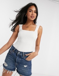 Боди кремового цвета с квадратным вырезом ASOS DESIGN-Кремовый