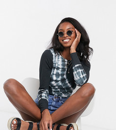 Приталенный топ с открытой спиной и принтом тай-дай ASOS DESIGN Tall-Черный