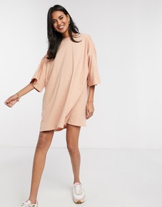 Бежевое платье-футболка ASOS DESIGN-Коричневый