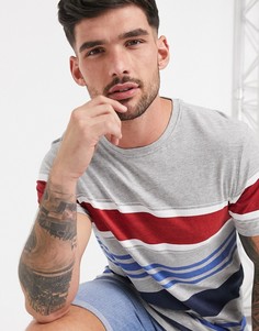 Серая футболка в полоску Brave Soul-Серый