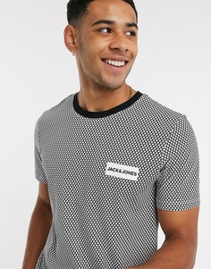 Черная футболка с принтом и логотипом Jack & Jones-Черный