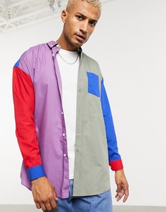Рубашка в стиле oversized со вставками ASOS DESIGN-Мульти