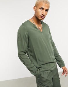 Рубашка из вискозы цвета хаки ASOS DESIGN-Зеленый