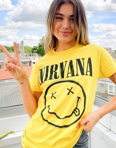 Свободная футболка с принтом "Nirvana" Daisy Street-Желтый