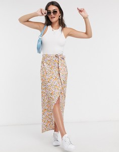 Юбка макси с запахом и цветочным принтом ASOS DESIGN-Мульти