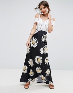 Юбка макси с цветочным принтом ASOS-Мульти