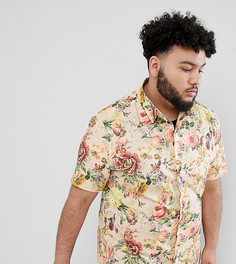 Рубашка кремового цвета узкого кроя с цветочным принтом ASOS DESIGN Plus-Белый