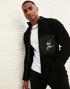 Плюшевая олимпийка с нейлоновым карманом ASOS DESIGN Dark Future-Черный