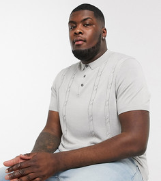 Поло серого цвета из трикотажа с вязкой "косичка" New Look Plus-Серый