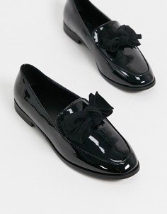 Черные туфли на плоской подошве с бантом ASOS DESIGN-Черный