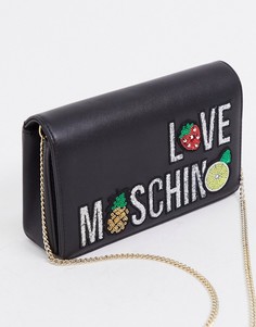Черная сумка через плечо с логотипом Love Moschino-Черный