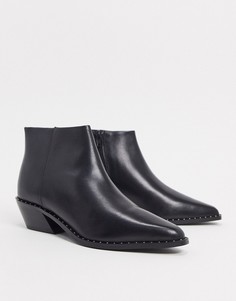 Черные кожаные ботинки челси в стиле вестерн ASOS DESIGN-Черный