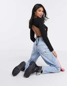 Лонгслив с открытой спиной и завязкой ASOS DESIGN-Черный