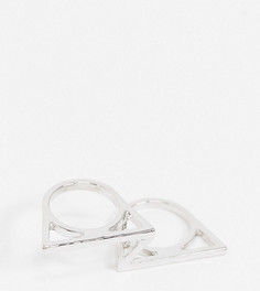 Эксклюзивное серебристое кольцо на два пальца DesignB-Серебряный