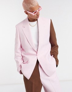 Двубортный пиджак от комплекта розового и шоколадного цвета Jaded London-Розовый