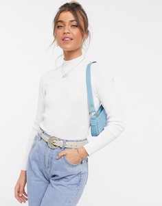 Белое трикотажное боди с длинными рукавами и драпировкой сзади ASOS DESIGN-Белый