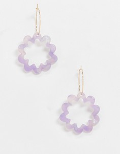 Золотистые серьги-кольца с цветочными подвесками ASOS DESIGN-Золотой