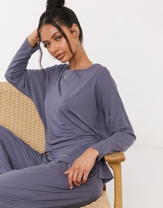 Серый пижамный лонгслив с широким вырезом Calvin Klein