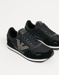 Черные кроссовки для бега с логотипом Emporio Armani-Черный