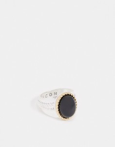 Кольцо-печатка с черным камнем Icon Brand-Мульти