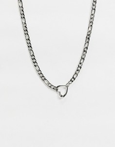 Серебристое ожерелье-цепочка со звеньями-сердечками ASOS DESIGN-Серебряный