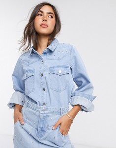 Джинсовая рубашка от комплекта Neon Rose-Синий