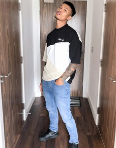 Oversized-футболка в стиле колор блок с вышивкой на груди ASOS DESIGN-Мульти