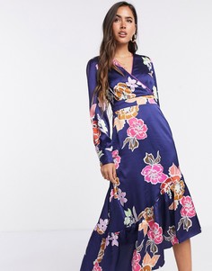 Асимметричное платье миди с цветочным принтом Liquorish-Мульти