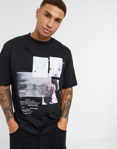Черная свободная футболка с фотопринтом River Island-Черный