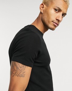 Черная футболка с вафельной текстурой Burton Menswear-Черный