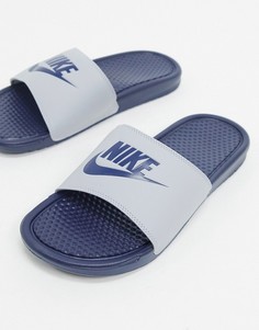 Серые/темно-синие шлепанцы Nike Benassi JDI-Серый