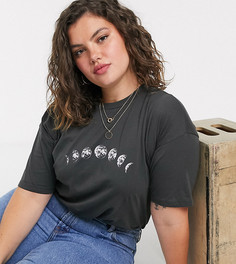 Футболка с принтом Луны ASOS DESIGN Curve-Серый