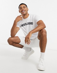 Футболка с логотипом на груди Jack & Jones - Originals-Белый