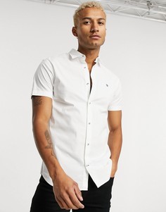 Белая приталенная рубашка с короткими рукавами Jack & Jones-Белый